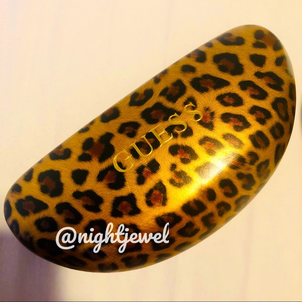 💛🤎🖤GUESS LEOPARD 🐆🐾 spotted jaguar cheetah Cateye sunglasses hard case